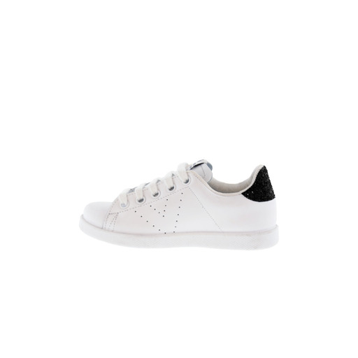Zapatillas De Piel Blanca Victoria Tenis Con Trasera De Glitter Y Logotipo Troquelado