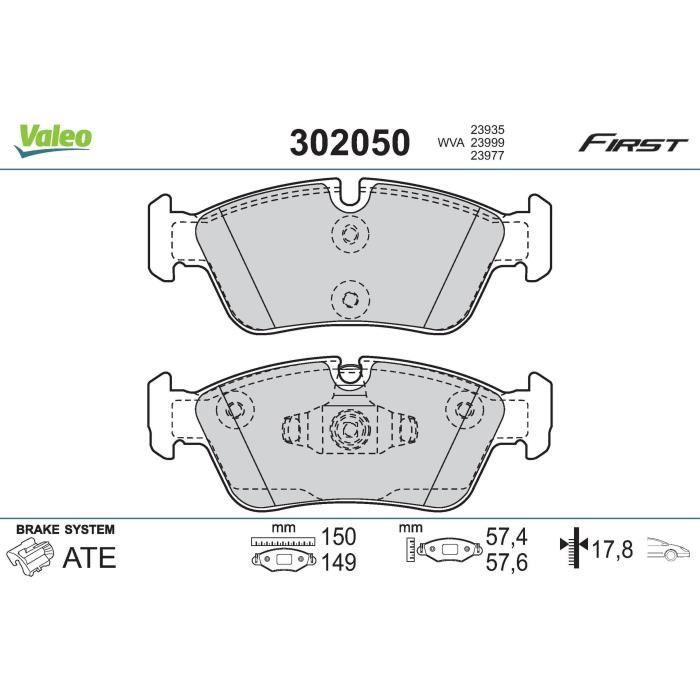 Pastiglie freno di prima qualità per BMW Serie 3 12.90> fr - VALEO - 302050