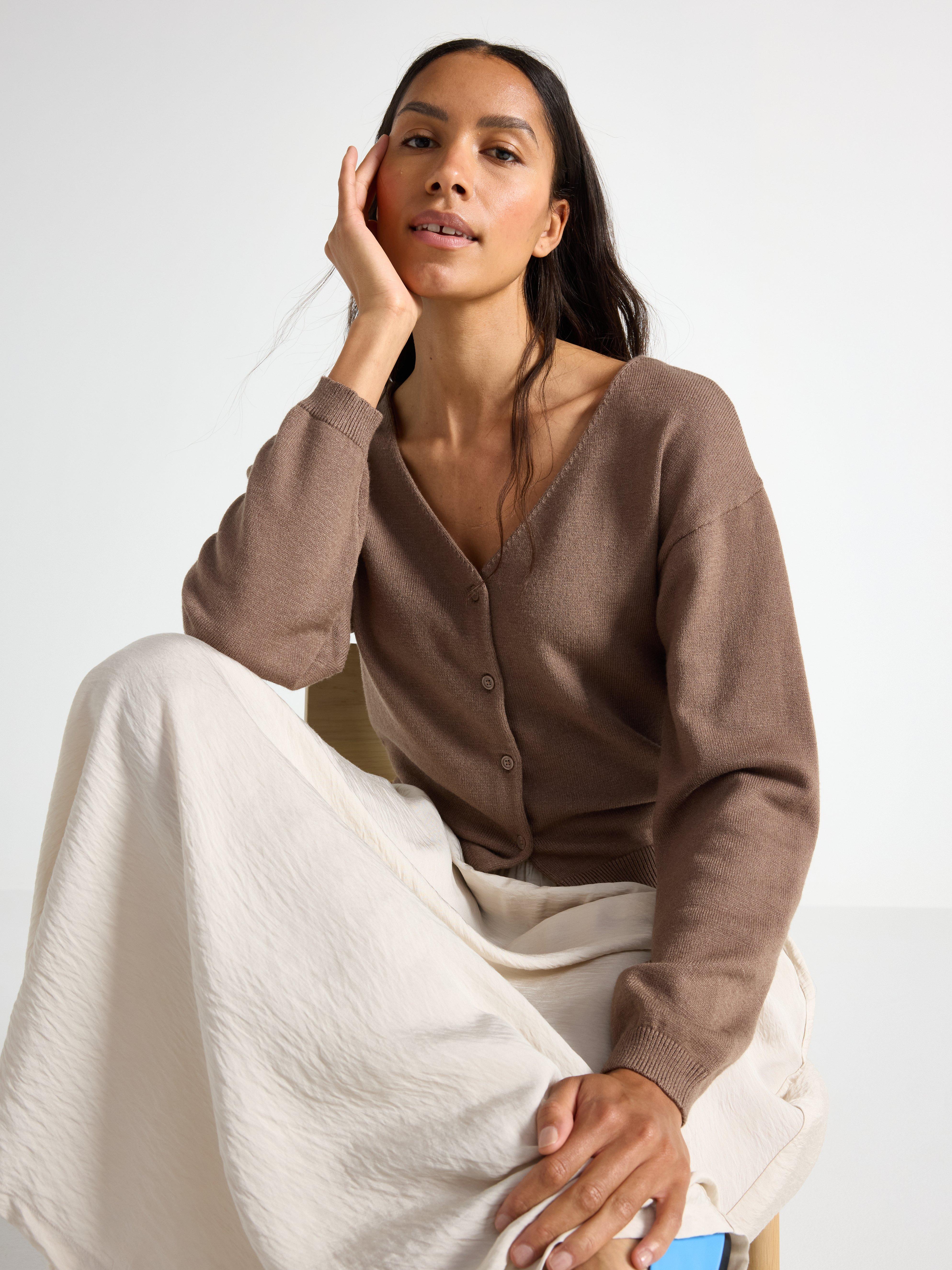 Strikket cardigan brun