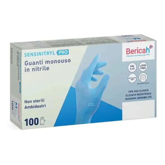 BERICAH Sensinitryl Pro Einweg-Nitrilhandschuhe, Größe L, 100 Stück