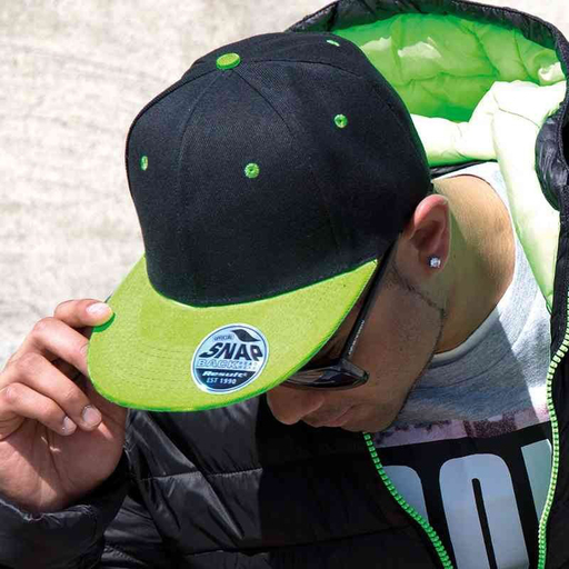 Casquette à visière plate originale, 2 couleurs, fermeture snapback, Result Bronx Core