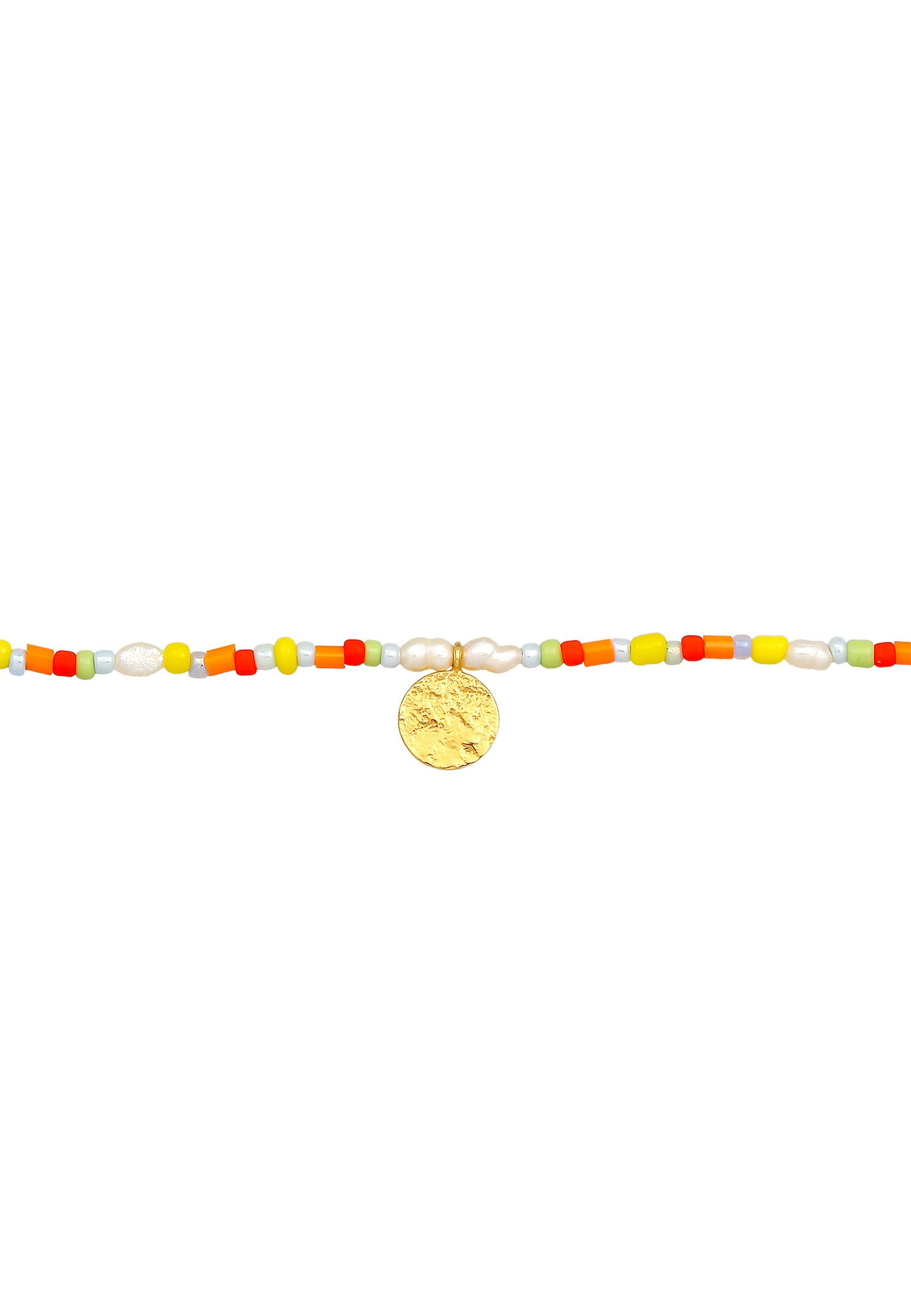 Elli Pendentif femme Choker plaquette Beads Boho en argent sterling 925 plaqué or