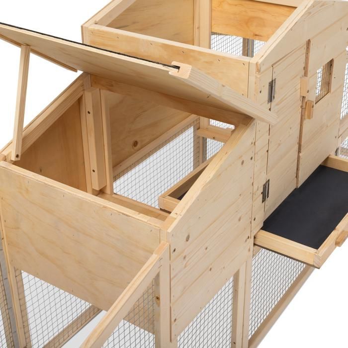 IDMARKET Poulailler VIP avec pondoir et clapier double XXL en bois