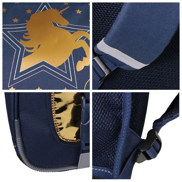 Bagtrotter - Cybel - 38cm Schoolbag - Navy - 2 Compartments - 1 Pocket Under Flap - 1 Bottle Pocket - Shoulder Straps...