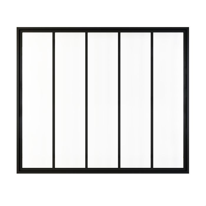 Techo de cristal estilo taller Schulte, 130 x 153 cm, ventana interior, 5 paneles de cristal transparente, marco y perfiles en negro mate, listo para instalar.