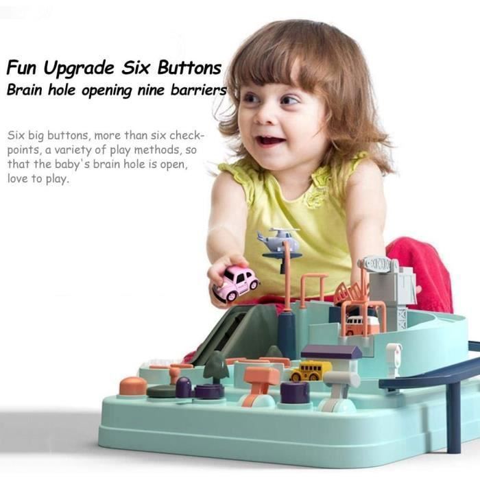 Pista de coches de juguete - Multicolor - Rampa de carreras - Kit educativo - 6 botones - 9 niveles