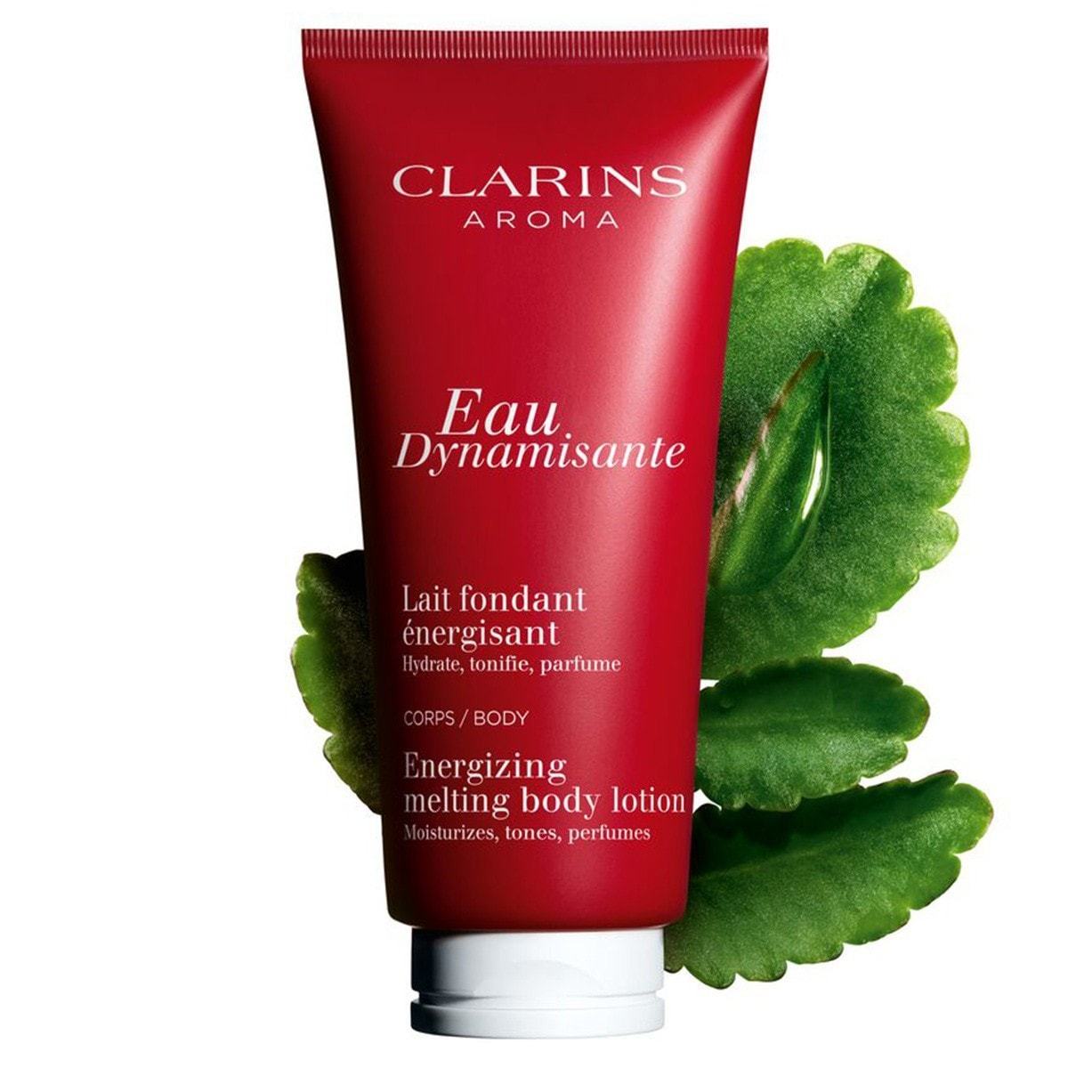 „Clarins“ kūno pienelis „Eau Dynamisante“ – gaivinantis, tirpstantis kūno losjonas – 200 ml