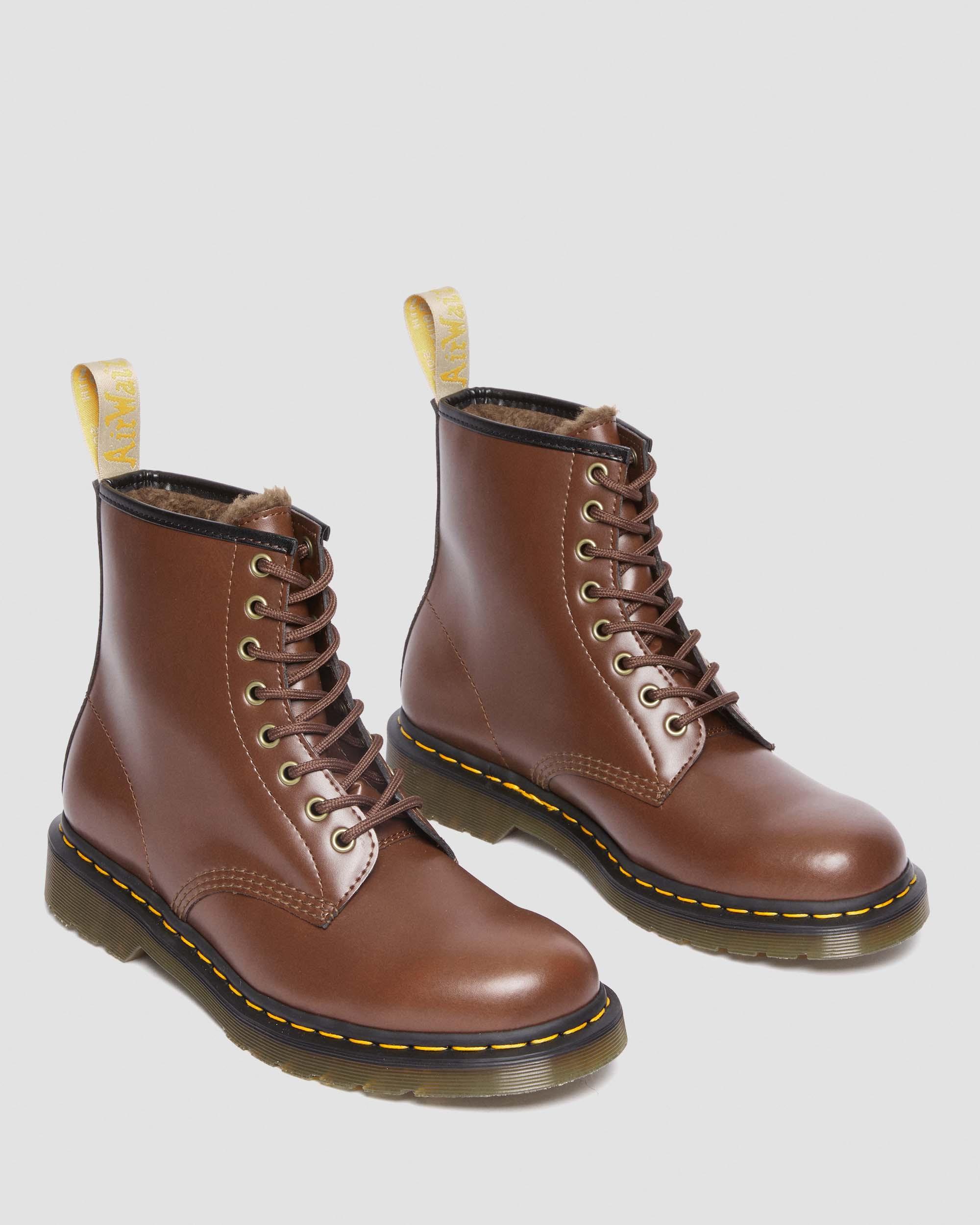 Vegan 1460 Faux Fur Lined Lace Up Boots