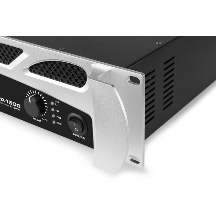 Amplificateur PA - VONYX - VPA1500 - 2x 750W - Bluetooth - Argent/Noir
