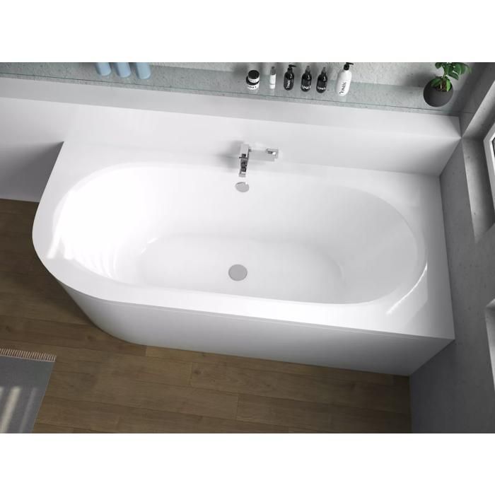 Baignoire Bain d'angle 160x75 Droite avec tablier en acrylique Siphon + pieds