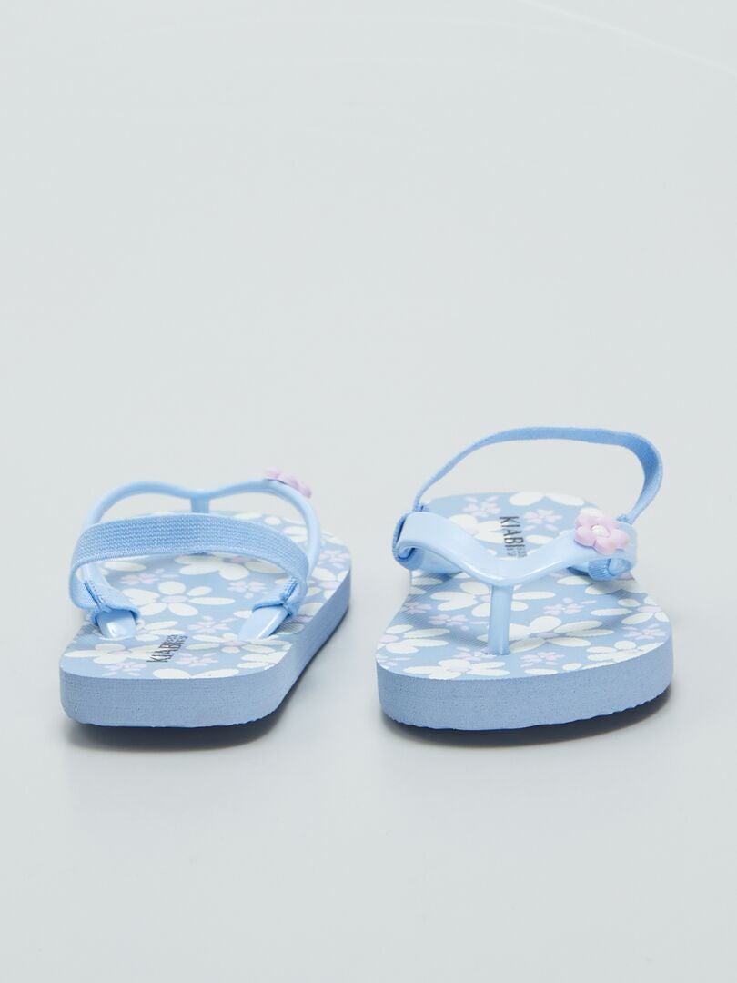 Bedrukte teenslippers met elastische band - BLAUW