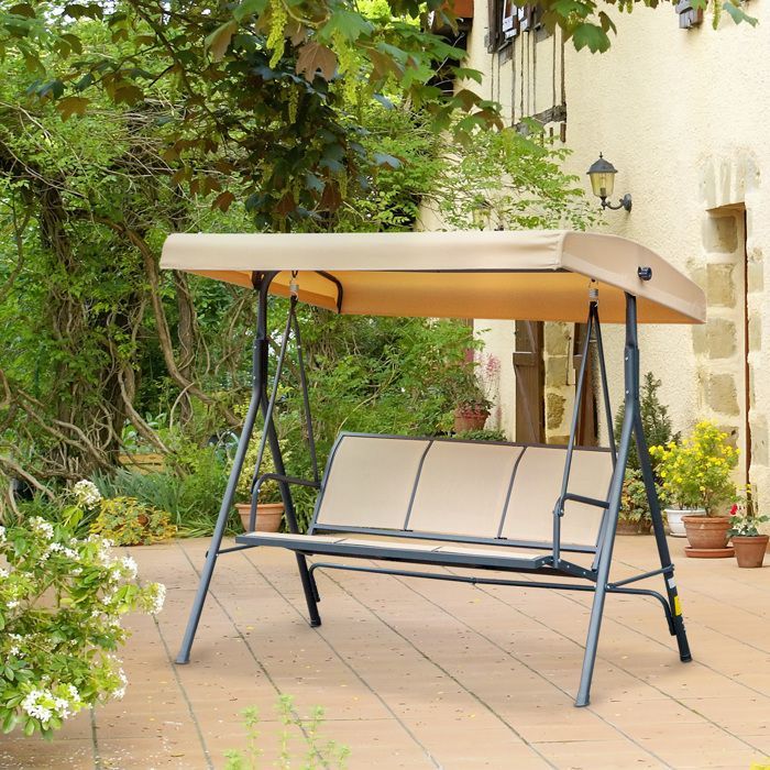 Columpio de jardín Outsunny, acero, 175x118x159cm, beige