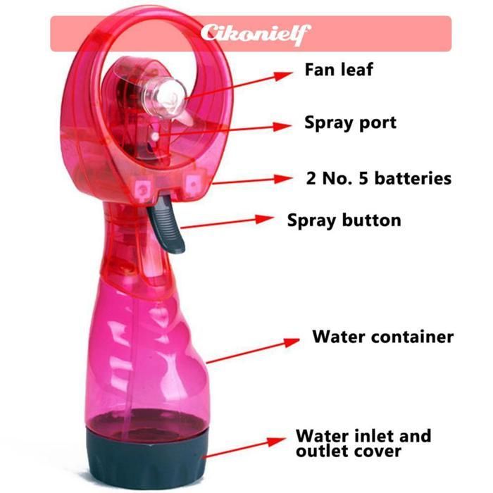 zerone Ventilateur de brumisation Portable Humidificateur portatif de voyage de brume d'eau de refroidissement sport materiel Noir