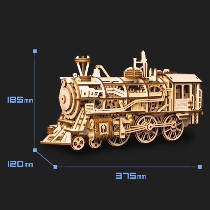 Set di costruzioni fai da te, puzzle 3D in legno, locomotiva, treno meccanico, modello di ingranaggi, giocattolo da costruzione