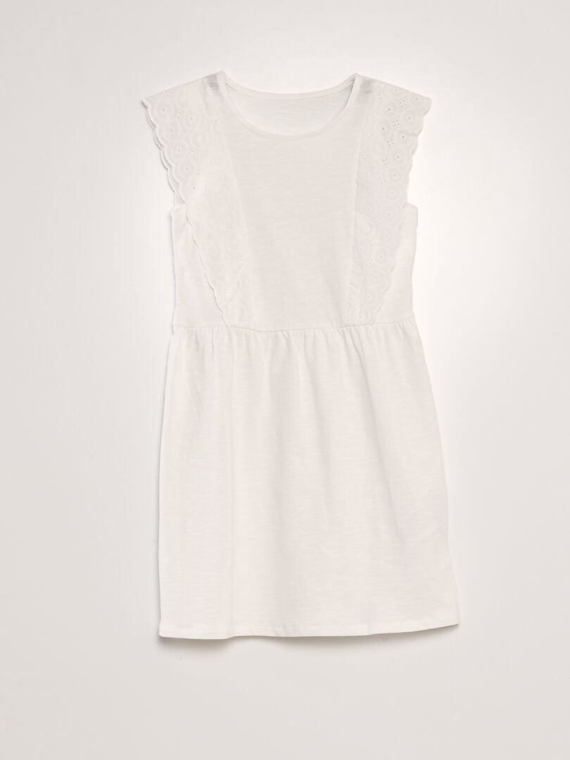 Vestido con bordado de punto inglés - BLANCO