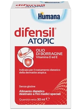 DIFENSIL Humana Difensil Óleo de borragem atópico 30 ml para o tratamento da dermatite atópica