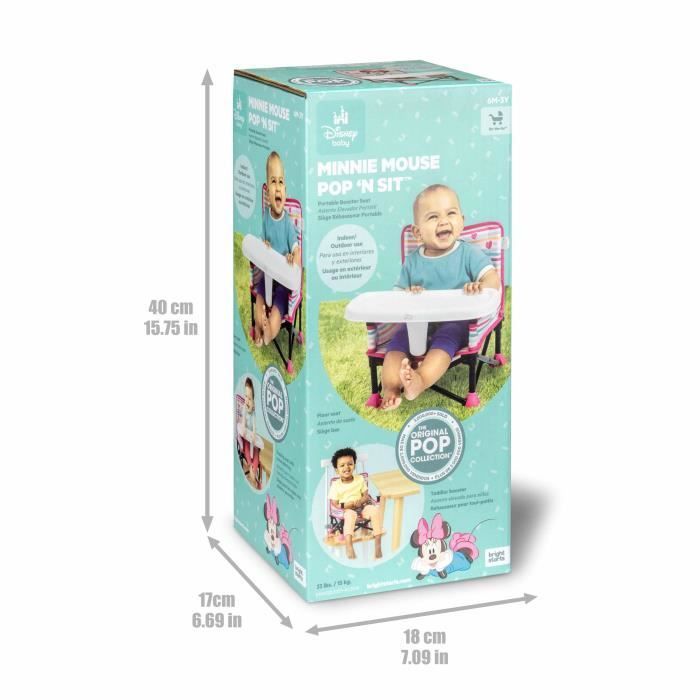 Seggiolino auto da viaggio pieghevole e portatile Disney Baby -Minnie-, leggero e facile da pulire, con borsa per il trasporto inclusa.