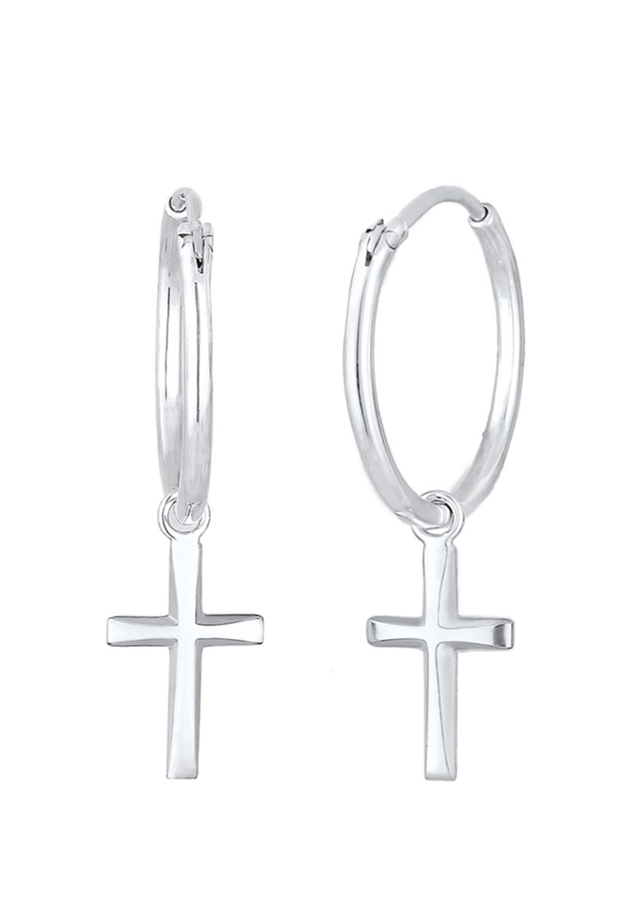 Boucles d'oreilles Elli HOOPS CROSS - couleur argent