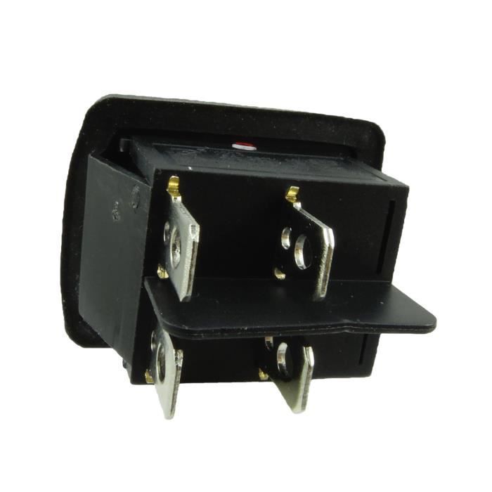 Interruptor basculante impermeable - MARCA - Modelo - 4 pines - 250V - 16A - Rojo iluminado