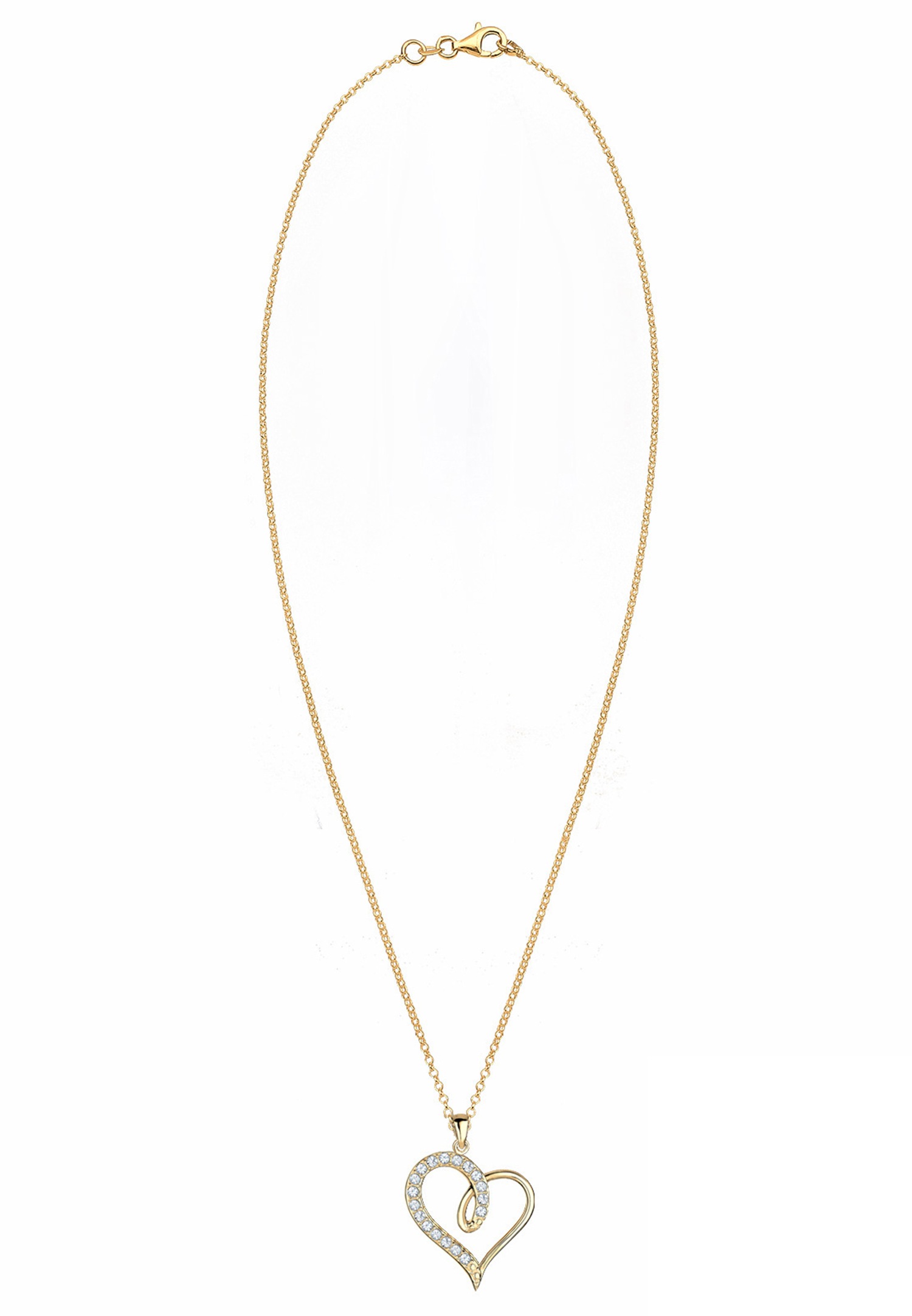 Elli Femmes Cœur Cut-Out Pendentif Symbole Amour Elégant avec cristaux en argent sterling 925