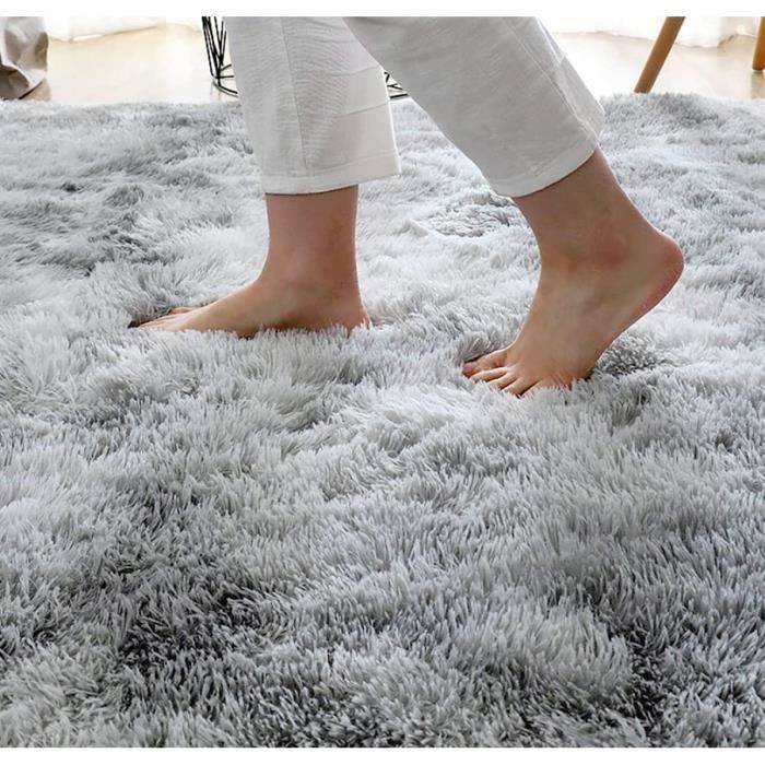 Tapis Shaggy Salon 160cm Rond Gris - FREOSEN - Tapis salon 160cm rond - Rond - Intérieur - Synthétique - Shaggy
