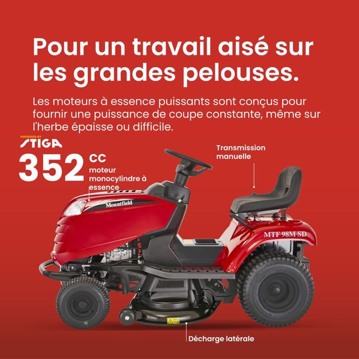 MOUNTFIELD MTF 98M SD PETROL TRACTOR, 98 CM CUTTING WIDTH, MOWER FOR GARDENS UP TO 8000 M2