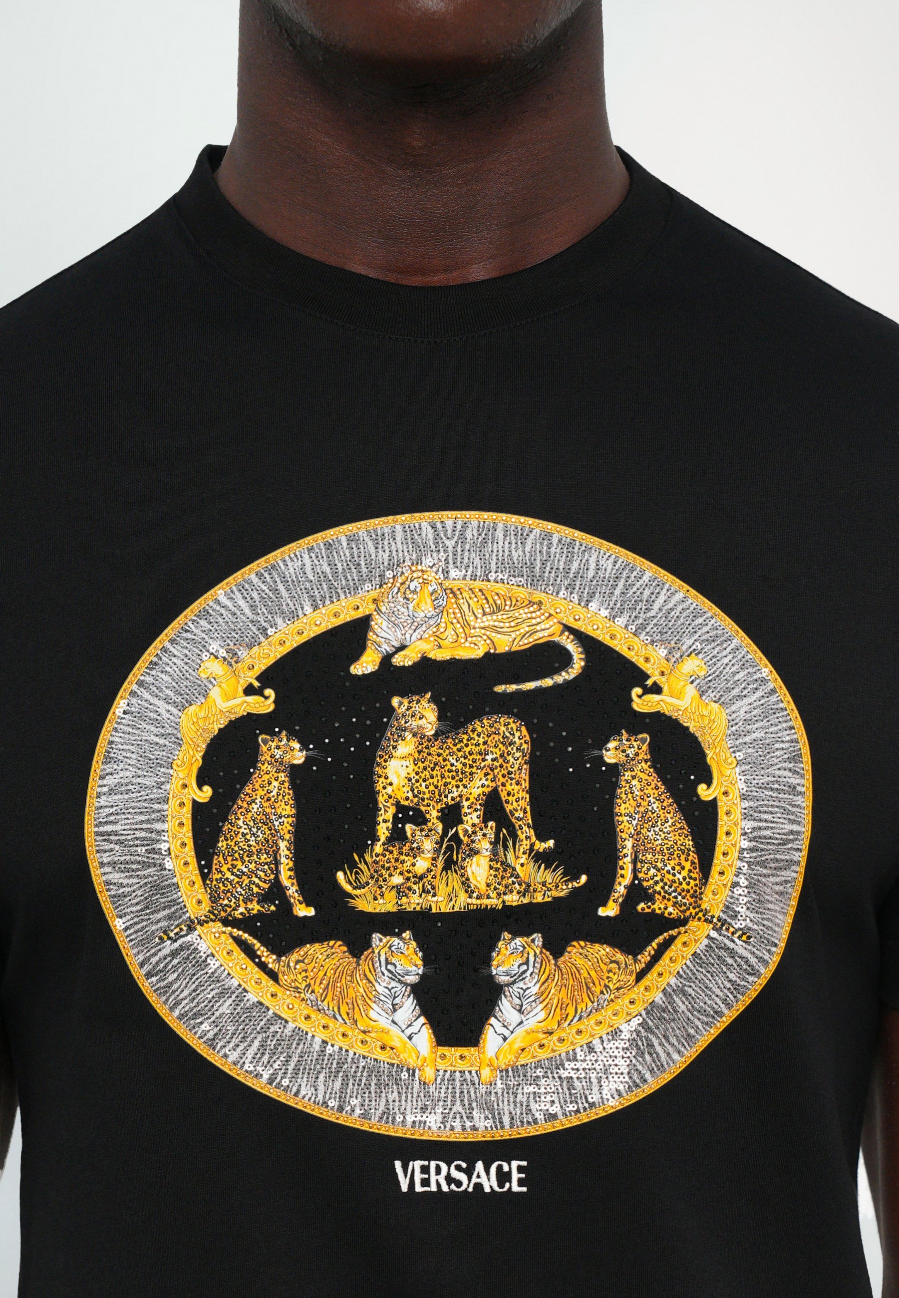 Versace COMPACT WILD CATS PRINT - T-shirt met print - zwart