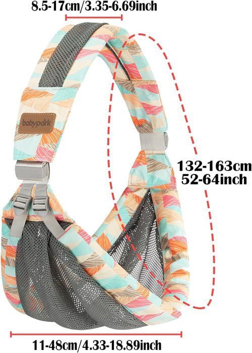 Portabebés, bandolera ajustable y multifuncional, portabebés lateral para bebés de 0 a 36 meses, hasta 20 kg, multicolor.