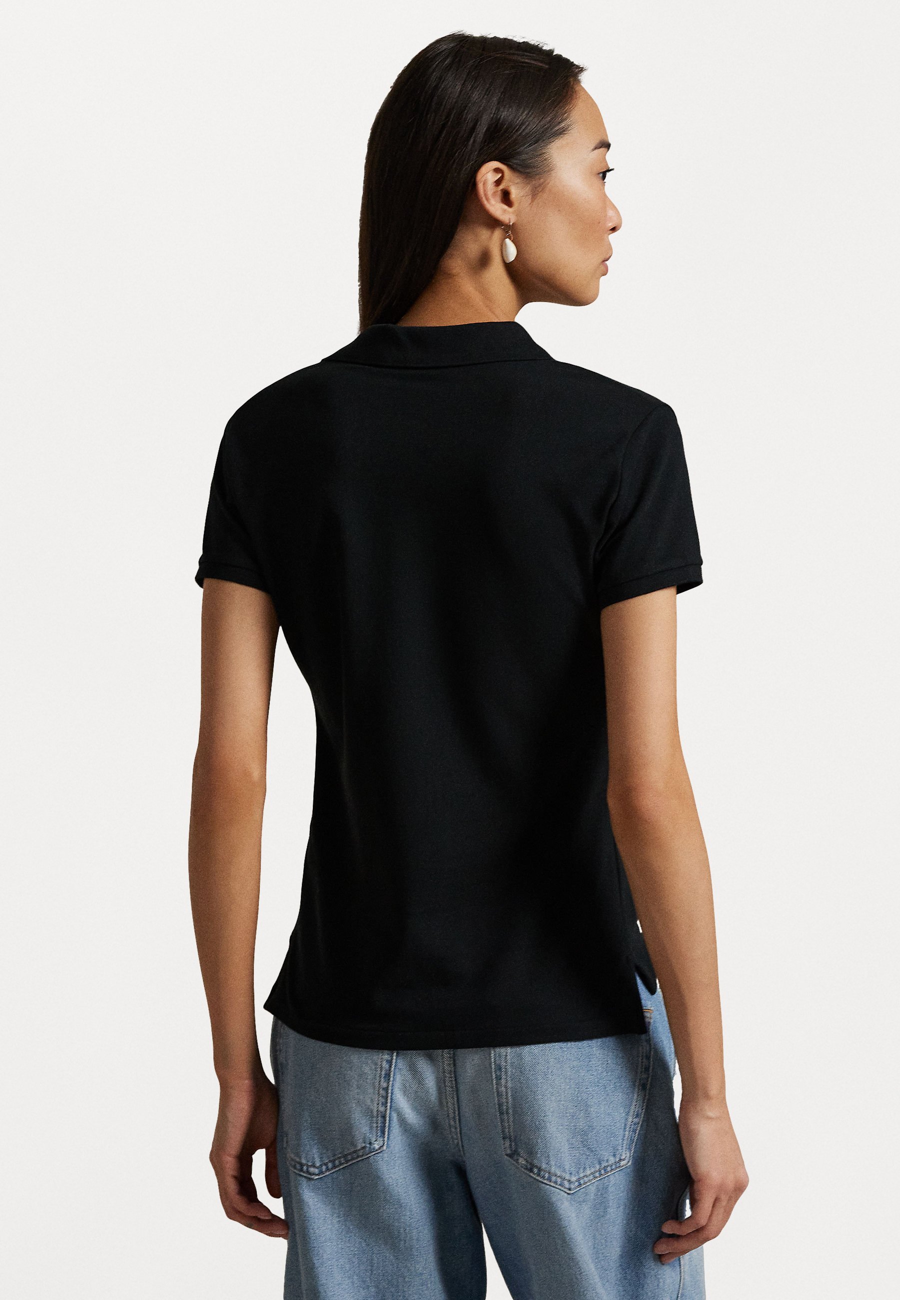 Polo Ralph Lauren JULIE SLIM SHORT SLEEVE - Poloshirt - zwart/wit