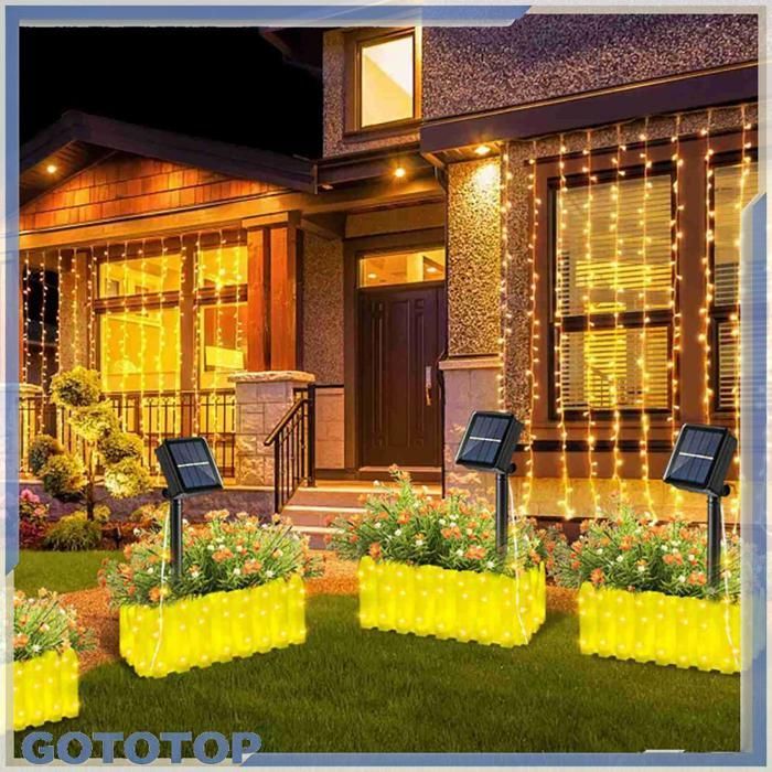 GOTOTOP Luces solares para macetas de exterior Lámparas solares para macetas Balcón Piscina Bolardo Verde