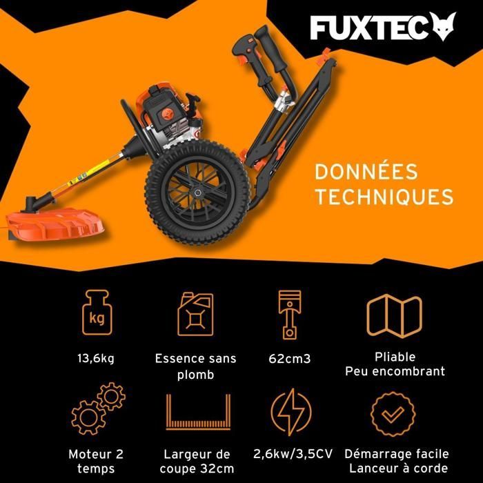 Coupe bordure thermique à roues - FUXTEC FX-FSR162 - 62cm3 3,5CV