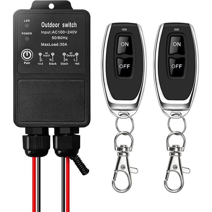 Waterproof wireless remote control radio switch AC 240V 220V 30A relay receiver for damp locations and outdoor courtyards