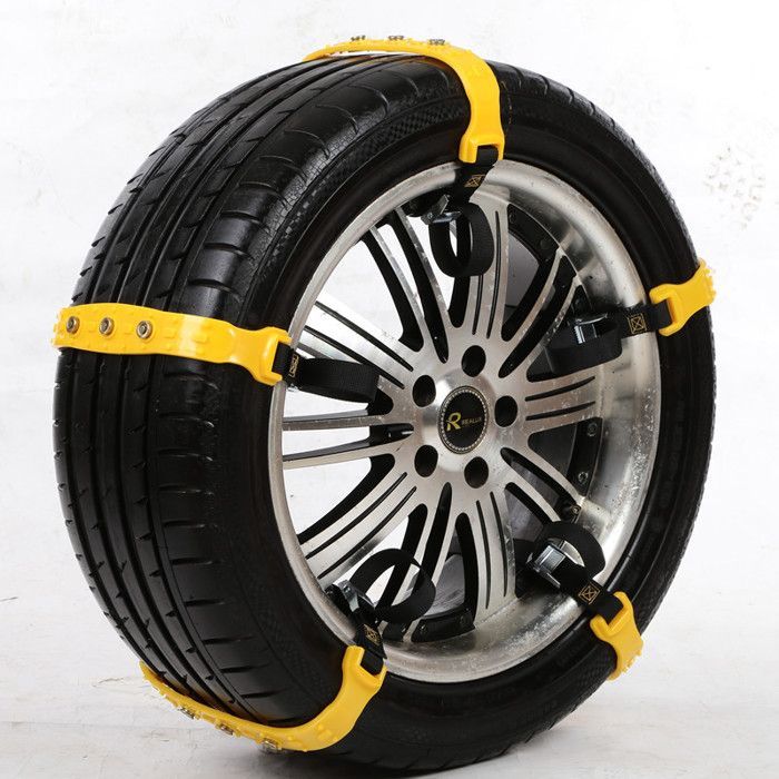 10 unidades de fundas antideslizantes para nieve de coche de 185 a 225 mm, cadenas amarillas para nieve, cables de tracción de emergencia antideslizantes ajustables.