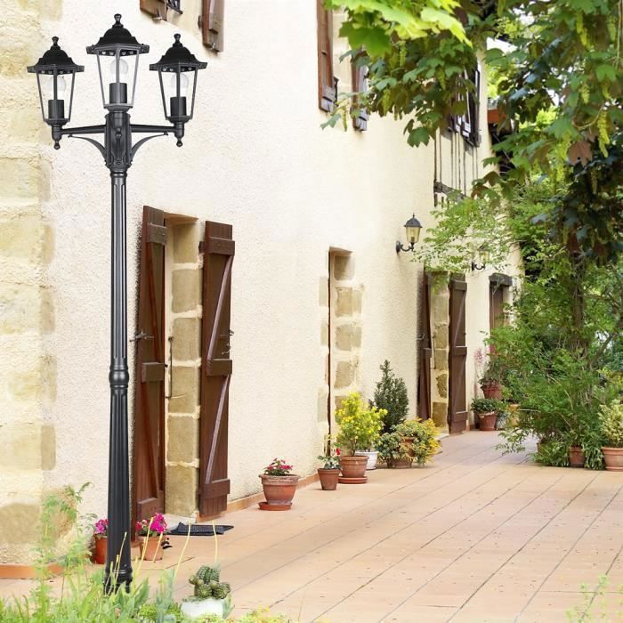 Lampadaire extérieur - MONZANA - Willow - 6 surfaces vitrées - IP44 - Aluminium moulé et verre