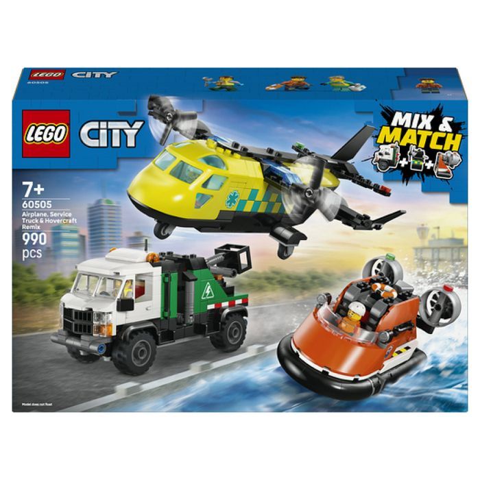 LEGO City 3-in-1 60505 Modular Plane, Assistance Truck and Hovercraft - Toy for 7-Year-Olds