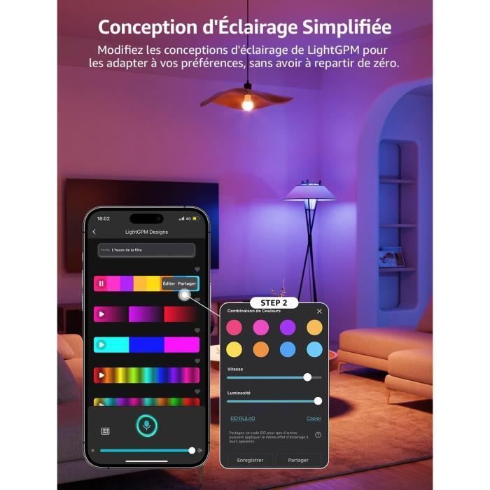 Ampoule Connectée - LEPRO - B1 - Wifi E27 - Lot de 4 - Commandes Vocales et IA