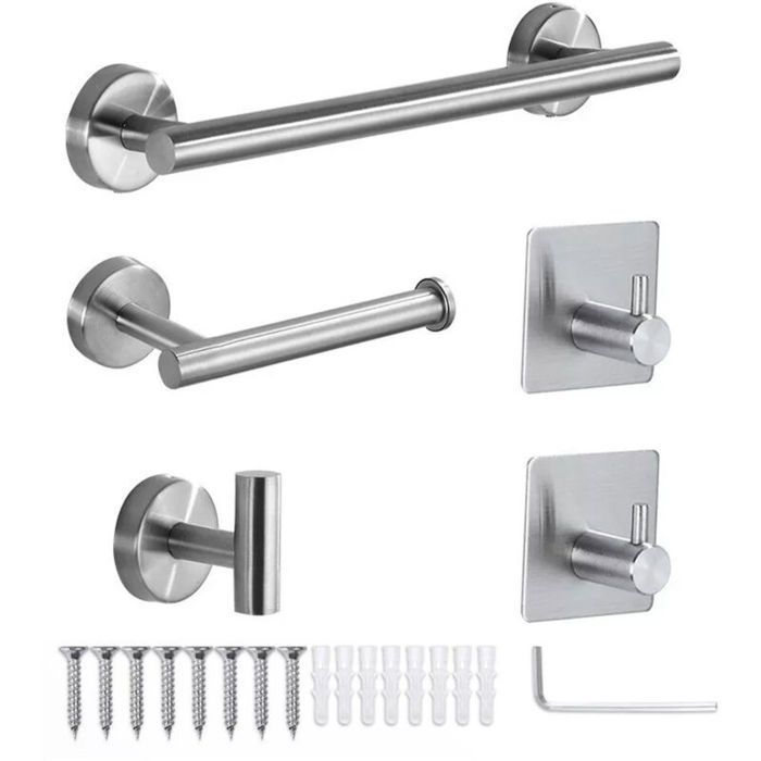 Juego de accesorios de baño - MHY® - 5 piezas - Toallero - Portarrollos de papel higiénico - Gancho adhesivo
