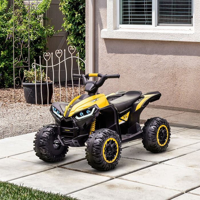 Electric quad bike - HOMCOM - children's 12V 2 motors 2 speeds 3-6 km/h LED headlights horn - PP - yellow