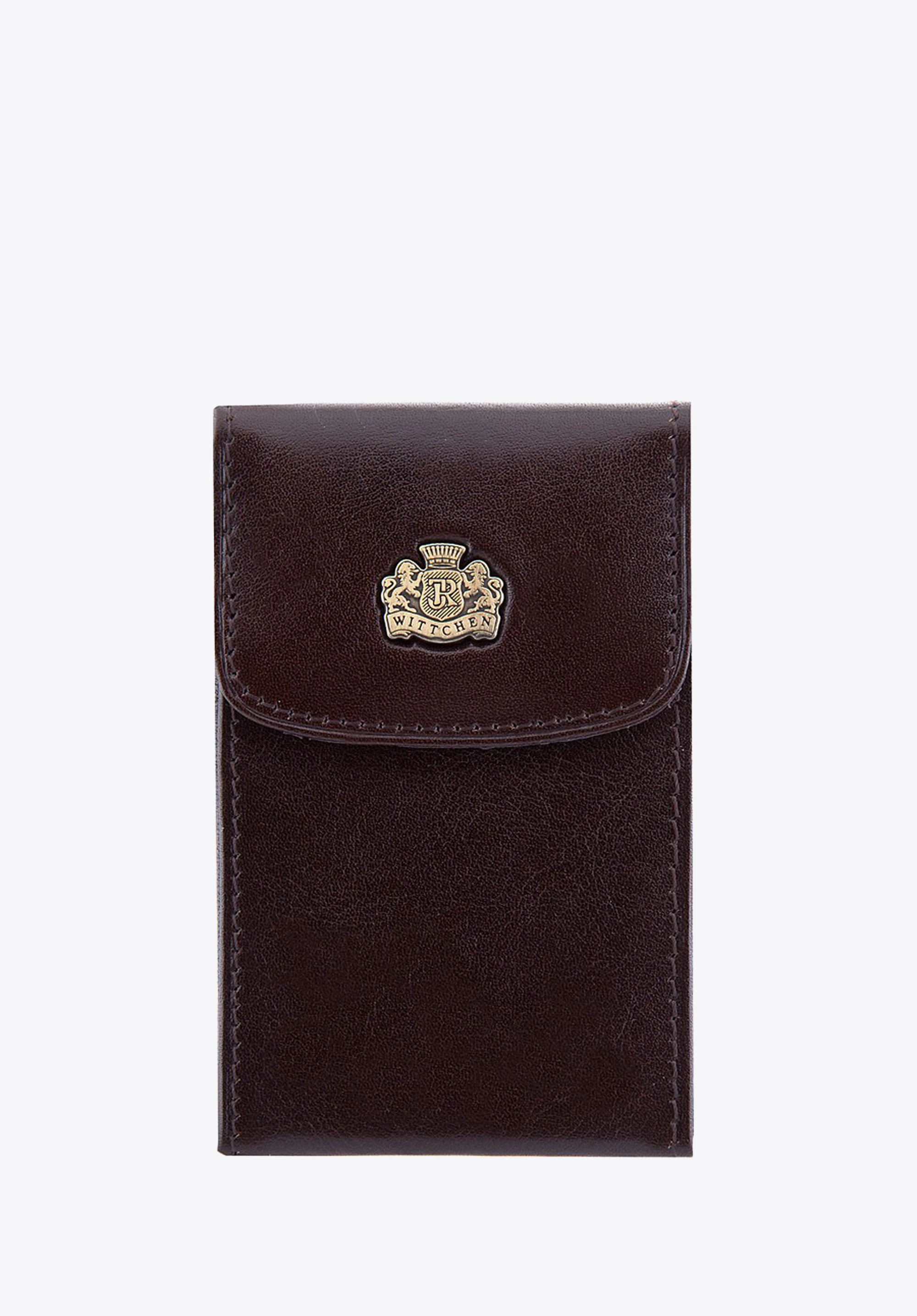Etui na wizytówki ze skóry licowej brązowe