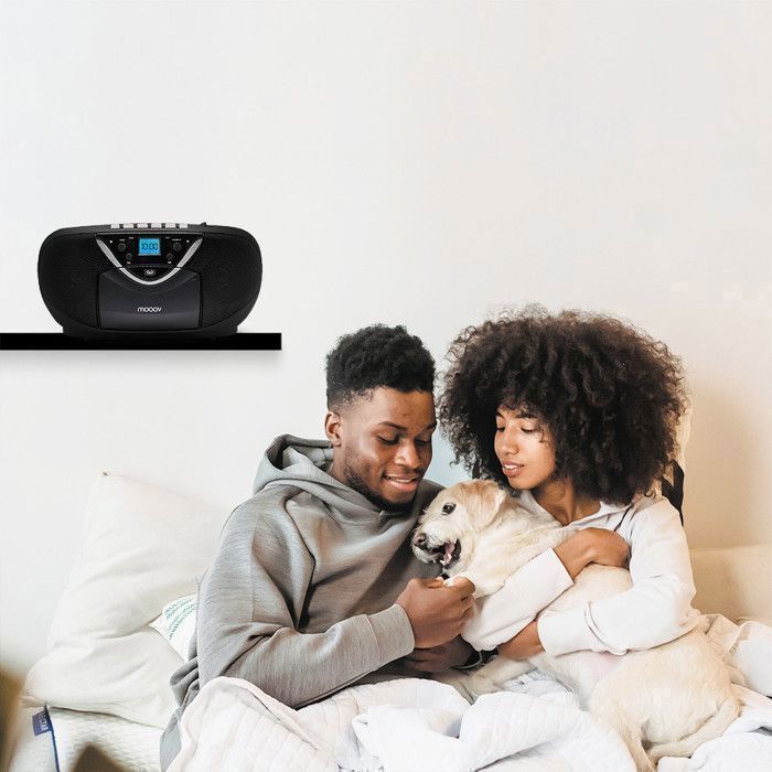 MOOOV 477131 Lecteur Cassette / CD et Radio FM - Fonction Enregistreur de K7 - Poste Cassette Audio Portable Ecran LCD - Noir