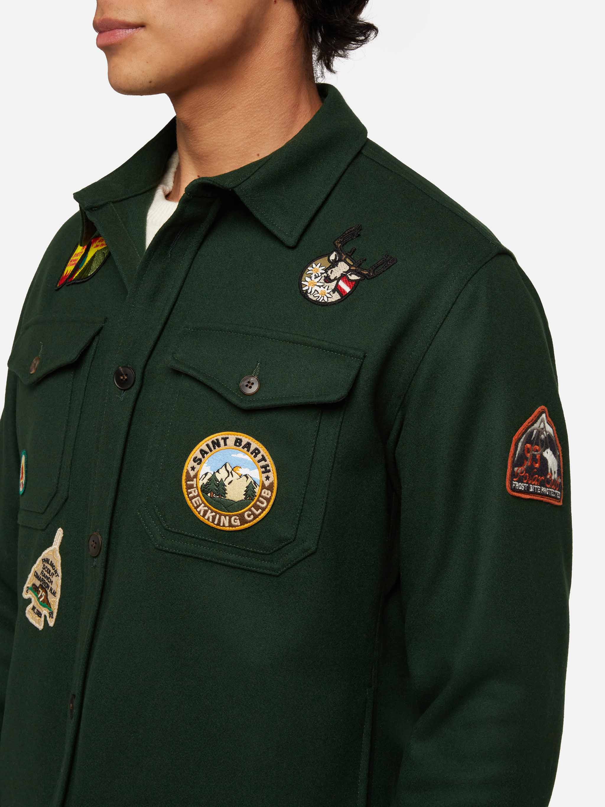 Burton groene wollen blouse met zakken en patches