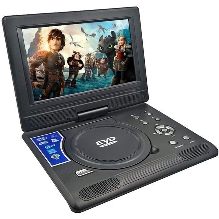 9.8 Inch Portable DVD Player, EVD Mobile HD Player with 270° Rotating Screen, Intelligent Power-Off, Memory Function, and TV-FM-US