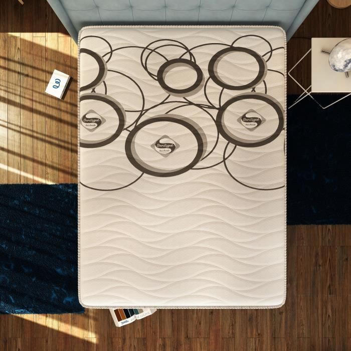 Colchón de espuma viscoelástica NUIT D'ARGENT de 140x190 cm - 20 cm de grosor - Confort equilibrado - Para 2 personas