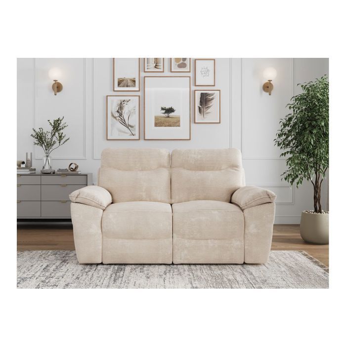 Canapé de relaxation manuel ROSS 2 places en velours côtelé - Beige - L160 x P100 x H102cm - LOUNGITUDE