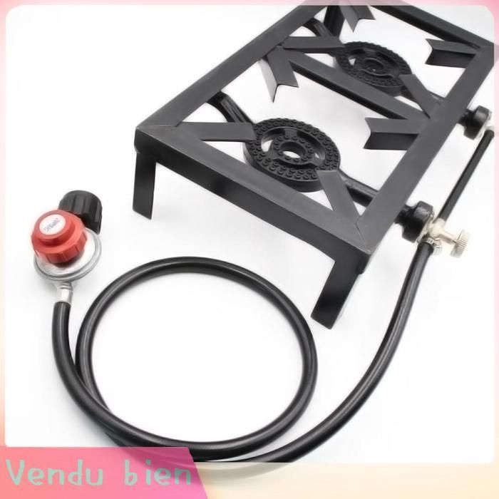 Estufa de gas propano para exteriores Garosa de 8 kW, estufa doble de hierro fundido, para patio, camping, barbacoa, deportes, mosquitera, color negro.