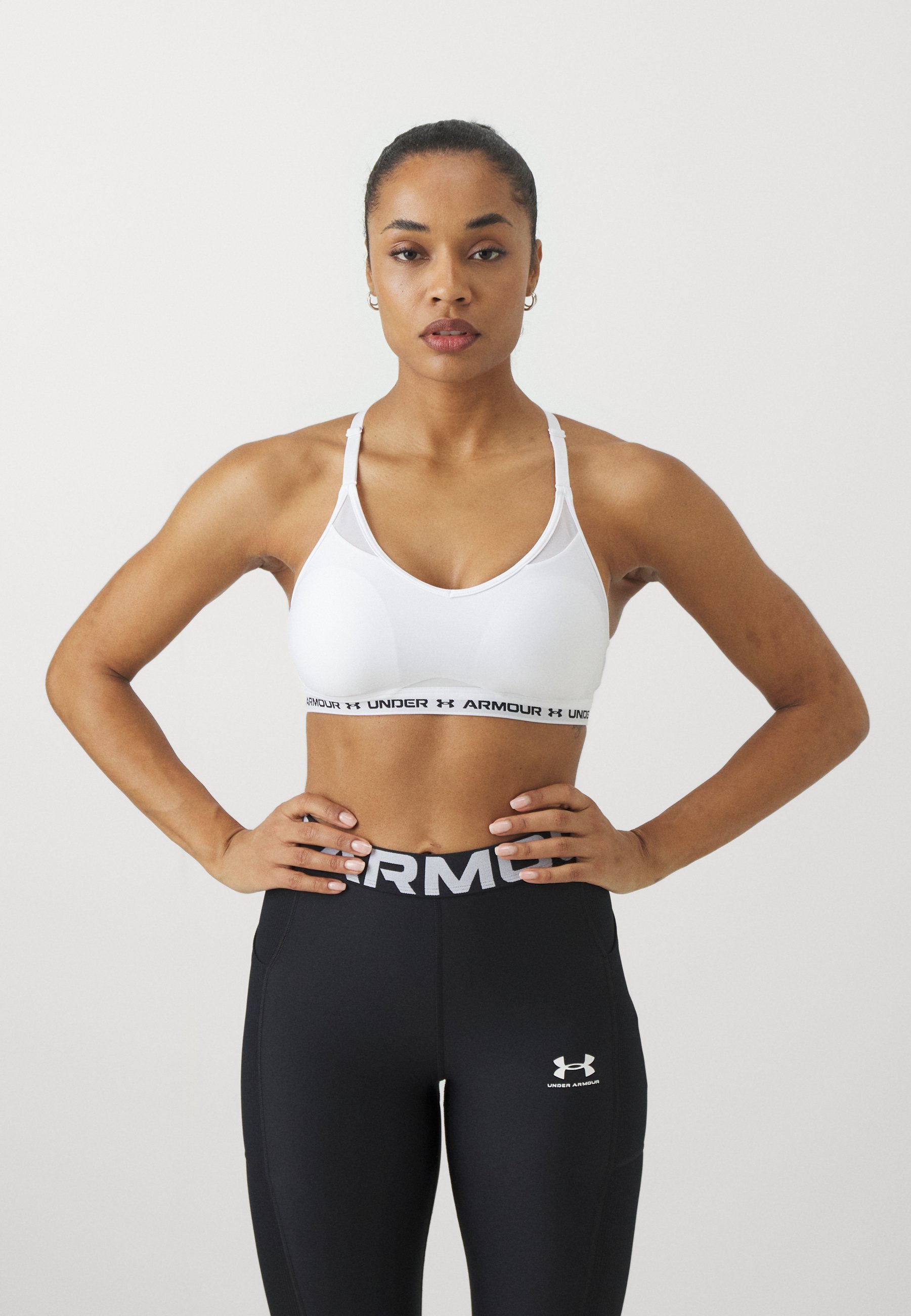 Reggiseno sportivo Under Armour CROSSBACK LOW - Supporto leggero - bianco/nero