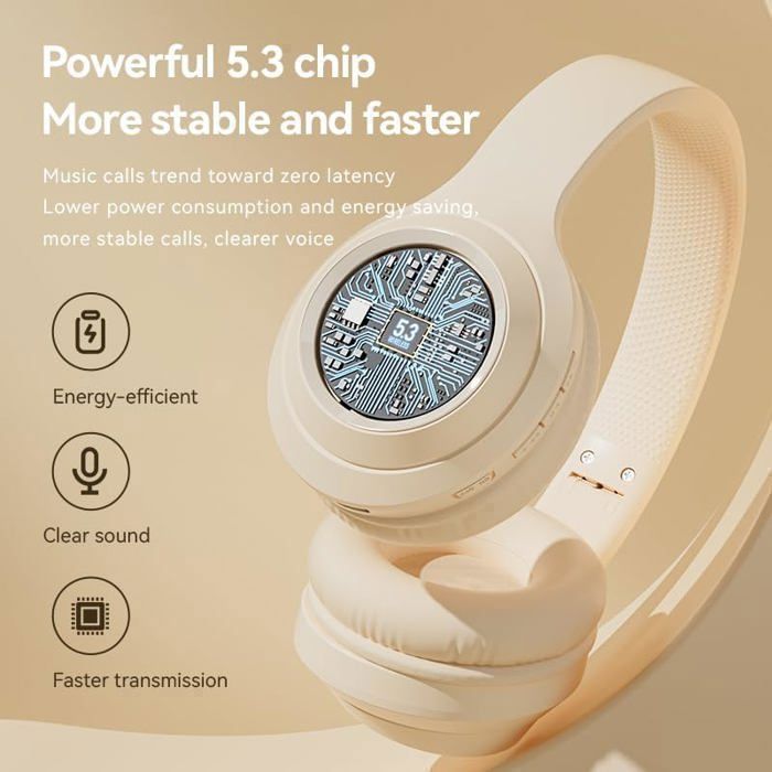 Casque Sans Fil Casque Bluetooth Pliable avec Basses Profondes, Son Stéréo avec Micro (Blanc)