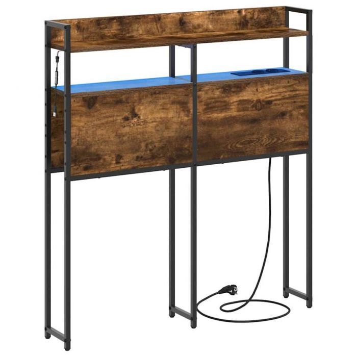 VIDAXL 90 cm Bettgestell aus geräucherter Eiche mit integrierter LED-Beleuchtung – Modern