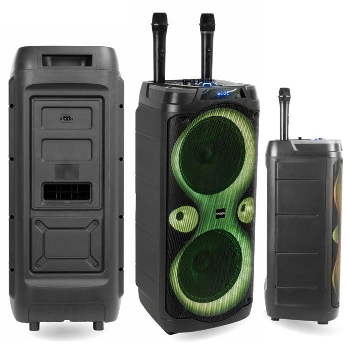 Ibiza COLUMBA-KARAOKE 1000 W Bluetooth USB Karaoke Kaiutin Valoilla - 2 Langatonta Mikrofonia - Mini Vedenpitävä Kaiutin