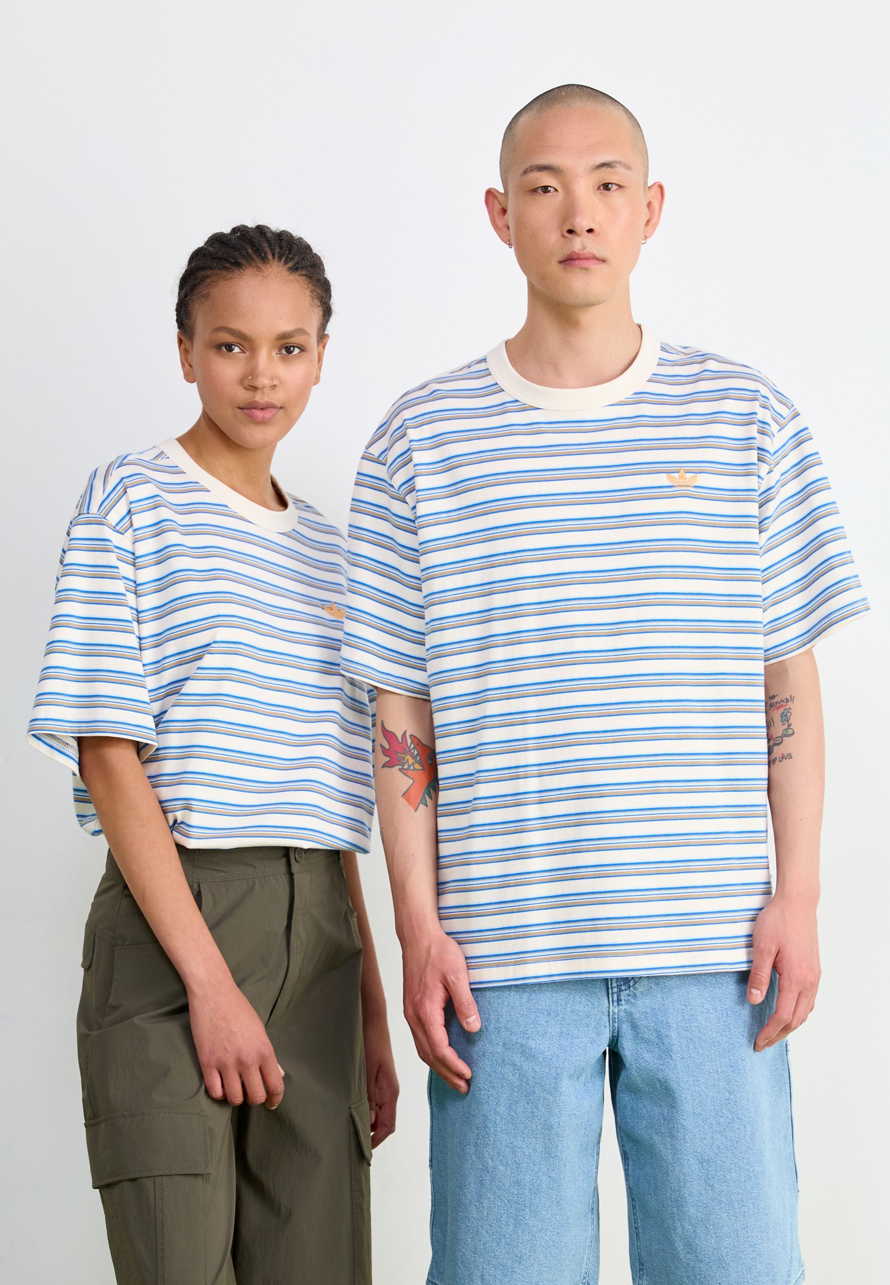 adidas Originals STRIPE TEE UNISEX - T-shirt met print - veelkleurig/wit cargo/lichtoranje